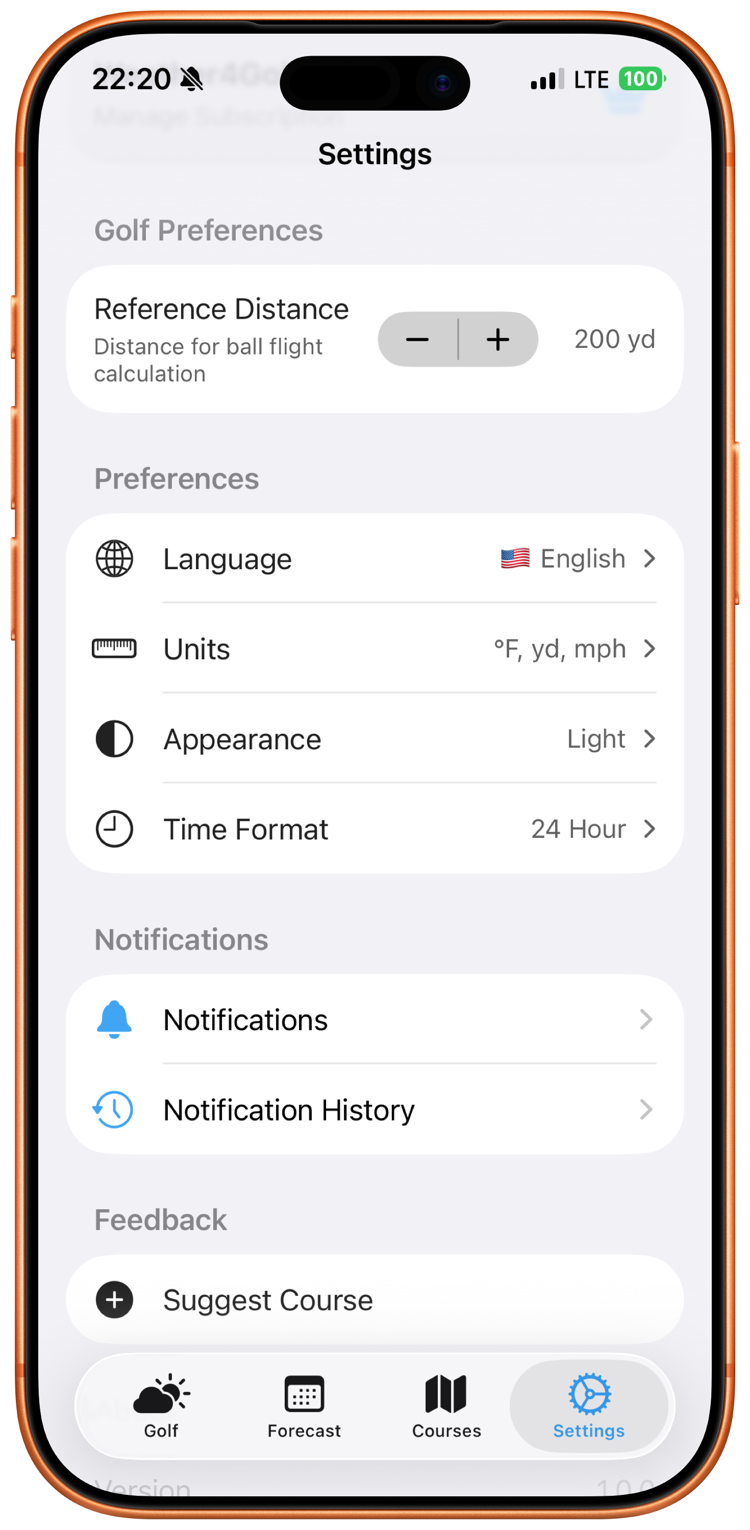 Weather4Golf course database search